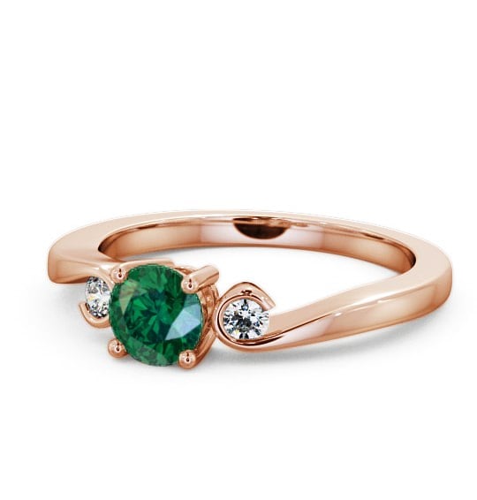  Three Stone Emerald and Diamond 0.58ct Ring 18K Rose Gold - Keston TH10GEM_RG_EM_THUMB2 