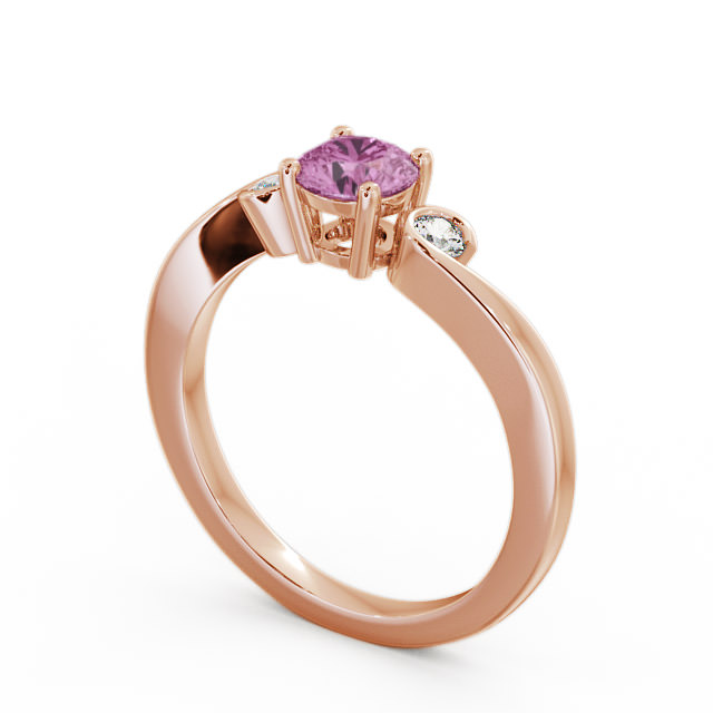 Three Stone Pink Sapphire and Diamond 0.75ct Ring 18K Rose Gold - Keston