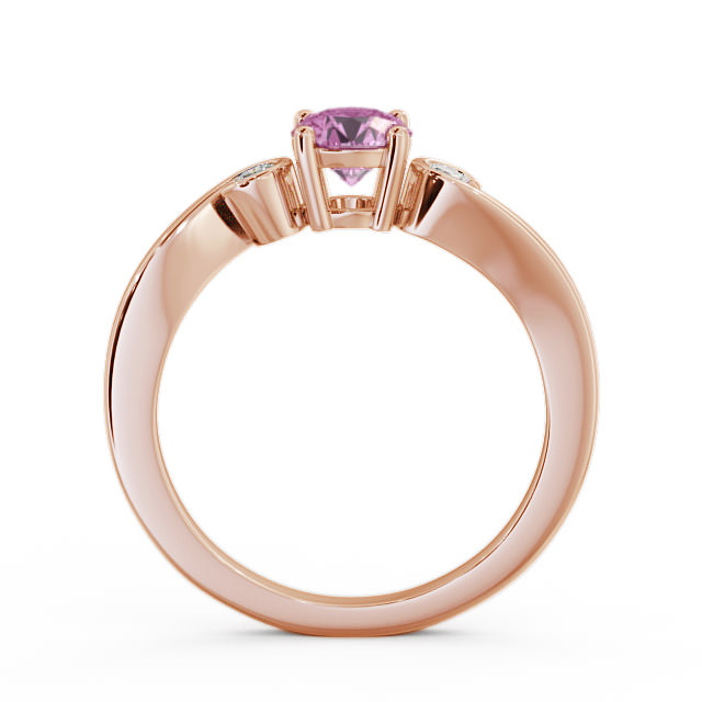 Three Stone Pink Sapphire and Diamond 0.75ct Ring 18K Rose Gold - Keston TH10GEM_RG_PS_UP