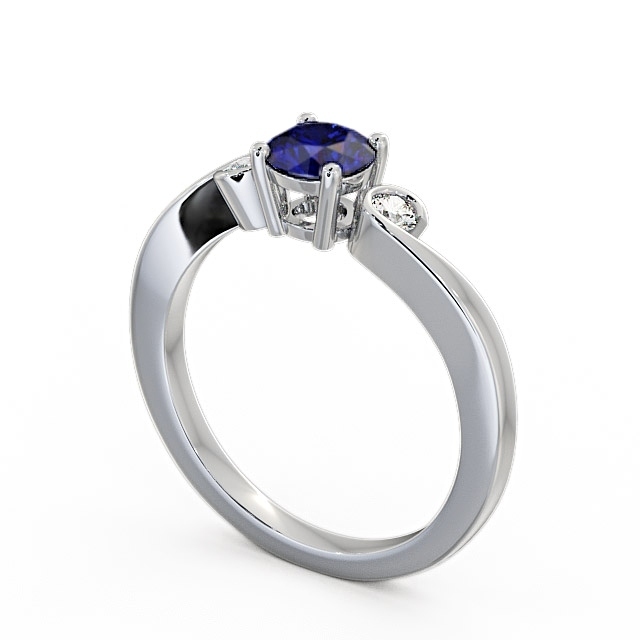 Three Stone Blue Sapphire and Diamond 0.75ct Ring 9K White Gold - Keston