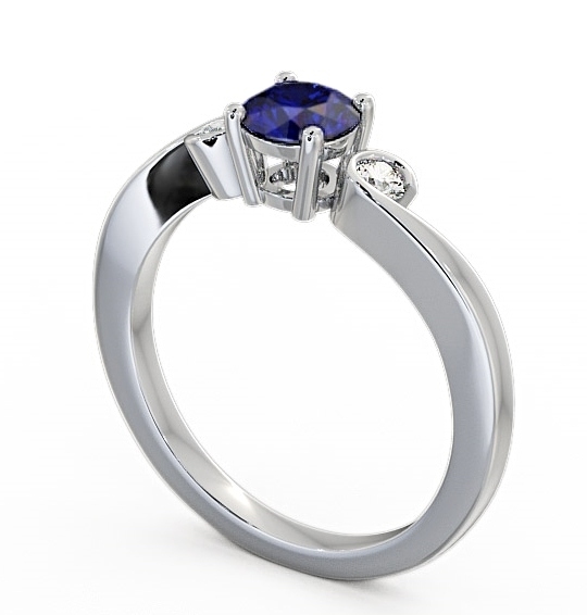  Three Stone Blue Sapphire and Diamond 0.75ct Ring Platinum - Keston TH10GEM_WG_BS_THUMB1 