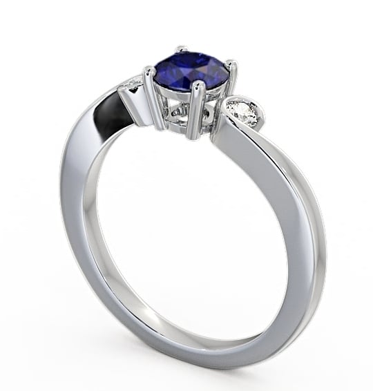 Three Stone Blue Sapphire and Diamond 0.75ct Ring Platinum TH10GEM_WG_BS_THUMB1