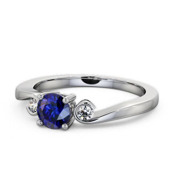Three Stone Blue Sapphire and Diamond 0.75ct Ring 18K White Gold TH10GEM_WG_BS_THUMB2 