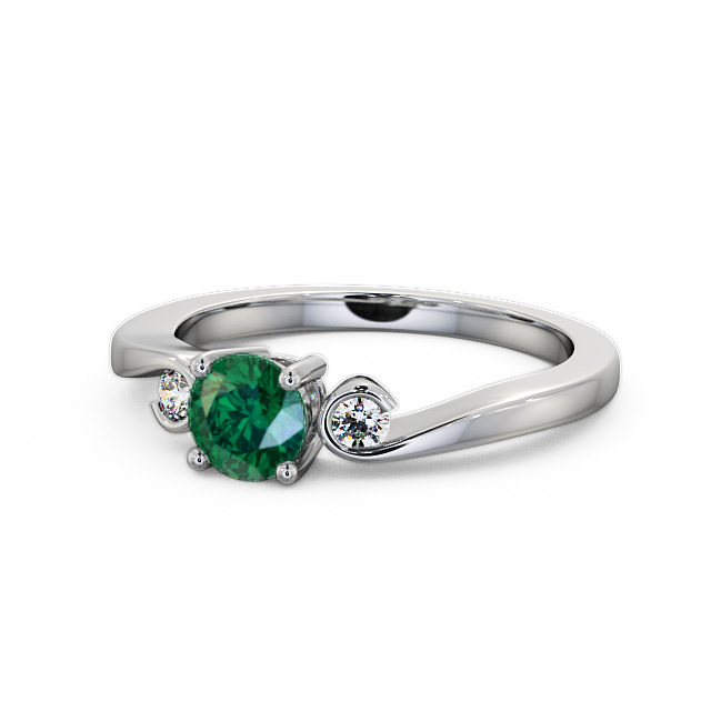 Three Stone Emerald and Diamond 0.58ct Ring Platinum - Keston TH10GEM_WG_EM_FLAT