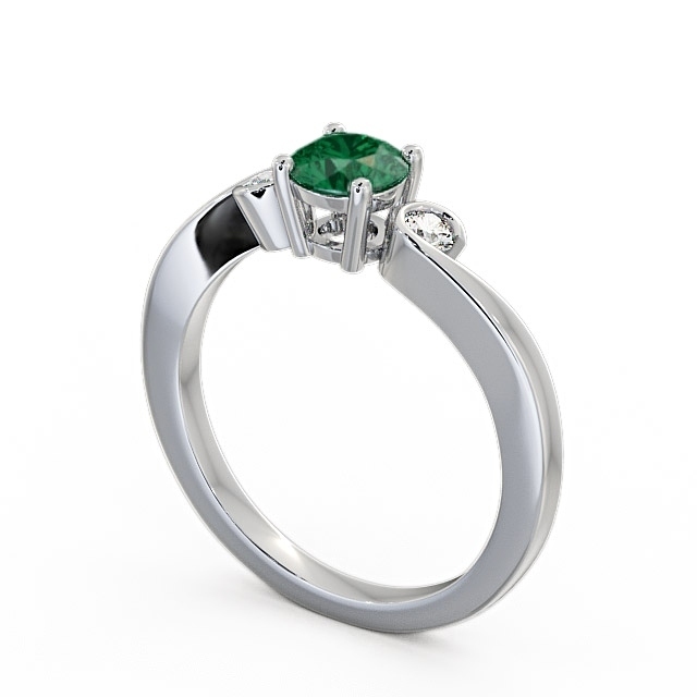 Three Stone Emerald and Diamond 0.58ct Ring Platinum - Keston TH10GEM_WG_EM_SIDE