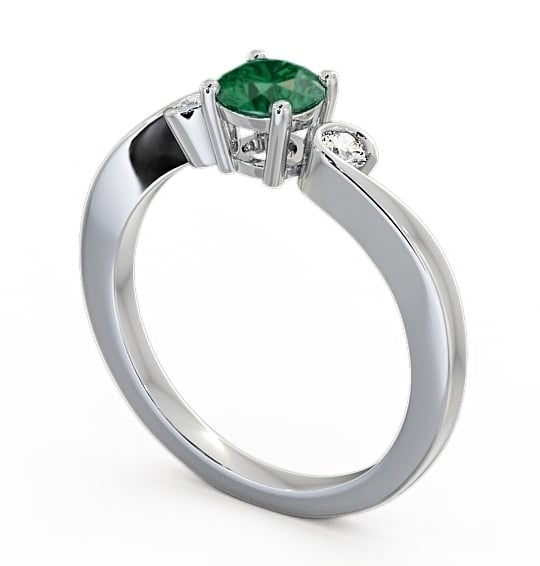 Three Stone Emerald and Diamond 0.58ct Ring Palladium TH10GEM_WG_EM_THUMB1