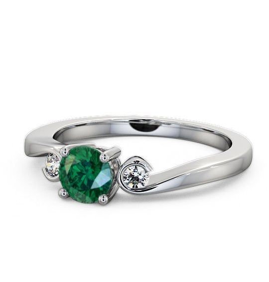  Three Stone Emerald and Diamond 0.58ct Ring Platinum - Keston TH10GEM_WG_EM_THUMB2 
