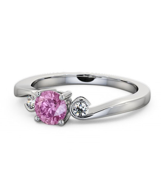  Three Stone Pink Sapphire and Diamond 0.75ct Ring Palladium - Keston TH10GEM_WG_PS_THUMB2 