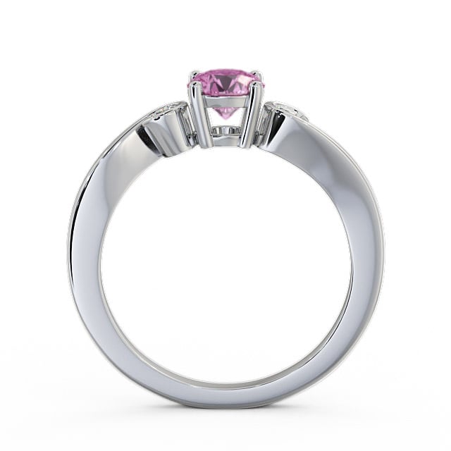 Three Stone Pink Sapphire and Diamond 0.75ct Ring 9K White Gold - Keston TH10GEM_WG_PS_UP