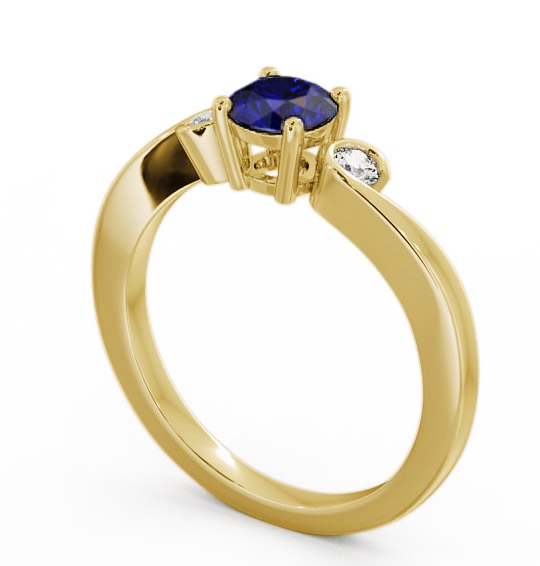 Three Stone Blue Sapphire and Diamond 0.75ct Ring 18K Yellow Gold TH10GEM_YG_BS_THUMB1