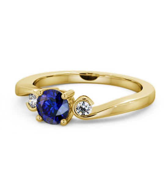  Three Stone Blue Sapphire and Diamond 0.75ct Ring 9K Yellow Gold - Keston TH10GEM_YG_BS_THUMB2 