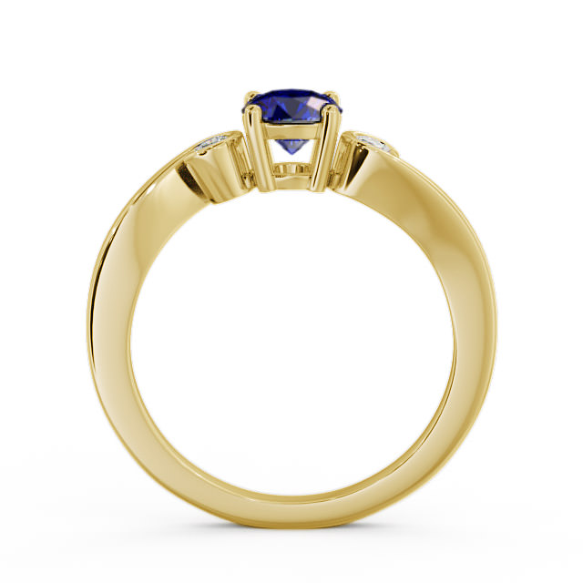 Three Stone Blue Sapphire and Diamond 0.75ct Ring 18K Yellow Gold - Keston TH10GEM_YG_BS_UP