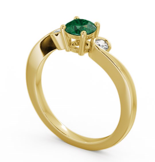Three Stone Emerald and Diamond 0.58ct Ring 9K Yellow Gold - Keston TH10GEM_YG_EM_THUMB1