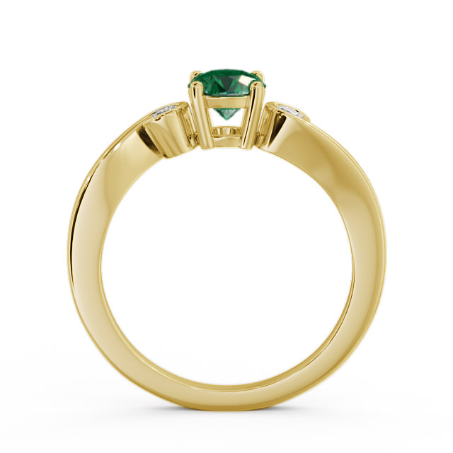Three Stone Emerald and Diamond 0.58ct Ring 18K Yellow Gold - Keston TH10GEM_YG_EM_UP