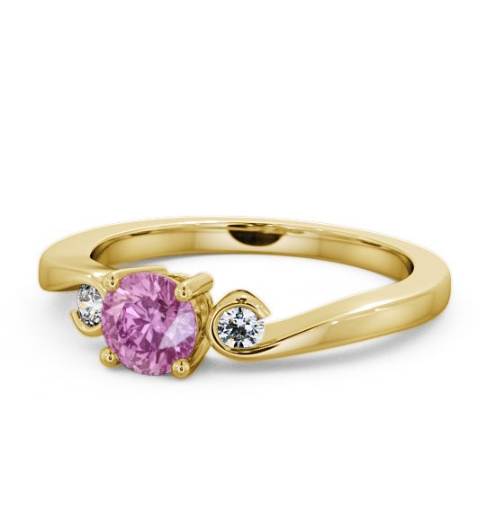  Three Stone Pink Sapphire and Diamond 0.75ct Ring 18K Yellow Gold - Keston TH10GEM_YG_PS_THUMB2 