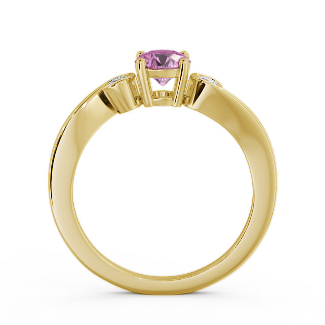 Three Stone Pink Sapphire and Diamond 0.75ct Ring 18K Yellow Gold - Keston TH10GEM_YG_PS_UP