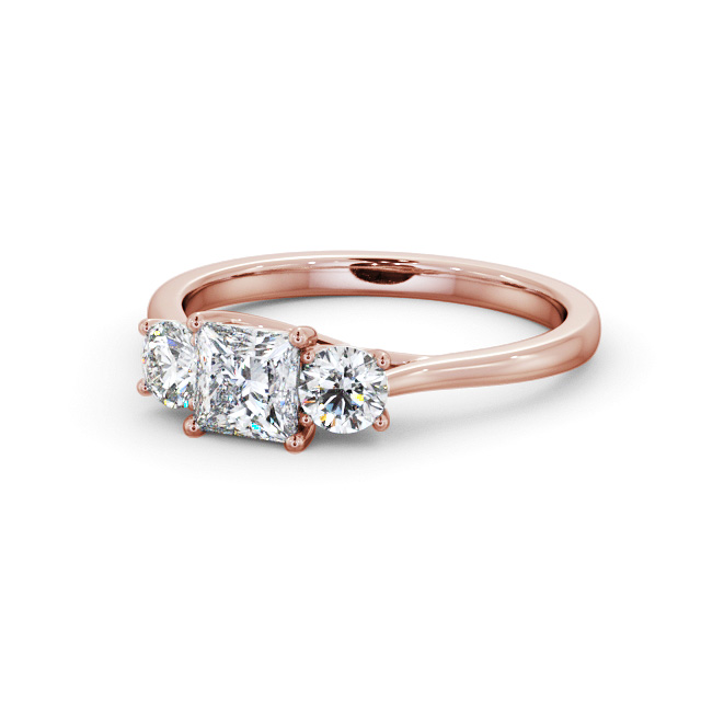 Three Stone Princess Diamond Ring 9K Rose Gold - Raffaella TH110_RG_FLAT