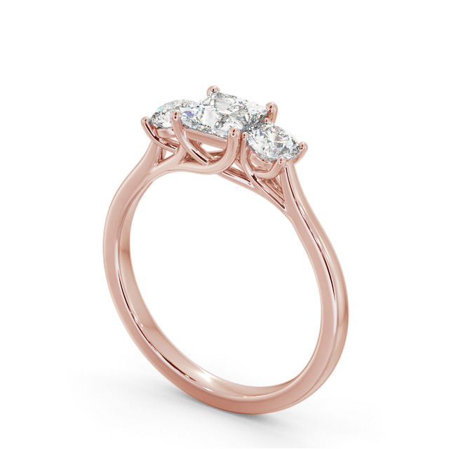Three Stone Princess Diamond Ring 9K Rose Gold - Raffaella TH110_RG_SIDE