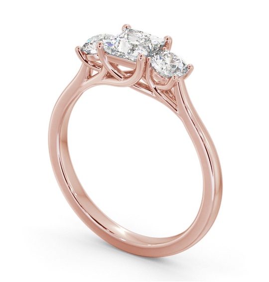Three Stone Princess and Round Diamond Trilogy Ring 18K Rose Gold TH110_RG_THUMB1