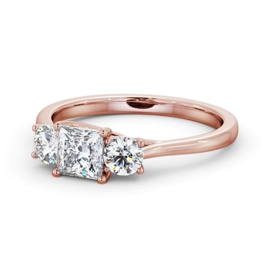  Three Stone Princess Diamond Ring 18K Rose Gold - Raffaella TH110_RG_THUMB2 