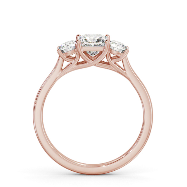 Three Stone Princess Diamond Ring 9K Rose Gold - Raffaella TH110_RG_UP