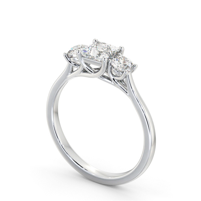 Three Stone Princess Diamond Ring Palladium - Raffaella TH110_WG_SIDE