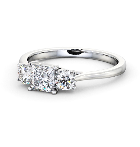  Three Stone Princess Diamond Ring 18K White Gold - Raffaella TH110_WG_THUMB2 