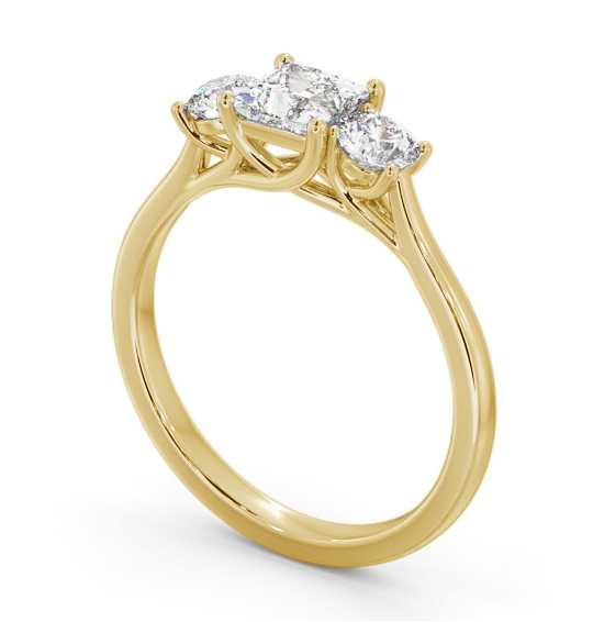 Three Stone Princess and Round Diamond Trilogy Ring 9K Yellow Gold TH110_YG_THUMB1 