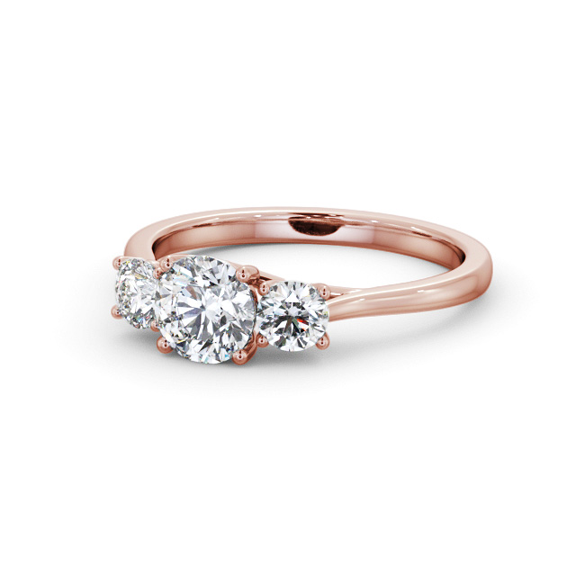 Three Stone Round Diamond Ring 9K Rose Gold - Driscol TH111_RG_FLAT