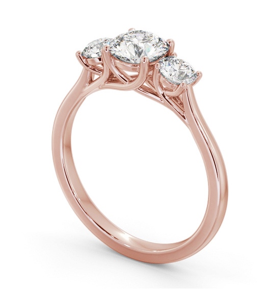 Three Stone Round Diamond Sweeping Prongs Trilogy Ring 18K Rose Gold TH111_RG_THUMB1