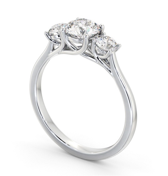  Three Stone Round Diamond Ring 18K White Gold - Driscol TH111_WG_THUMB1 