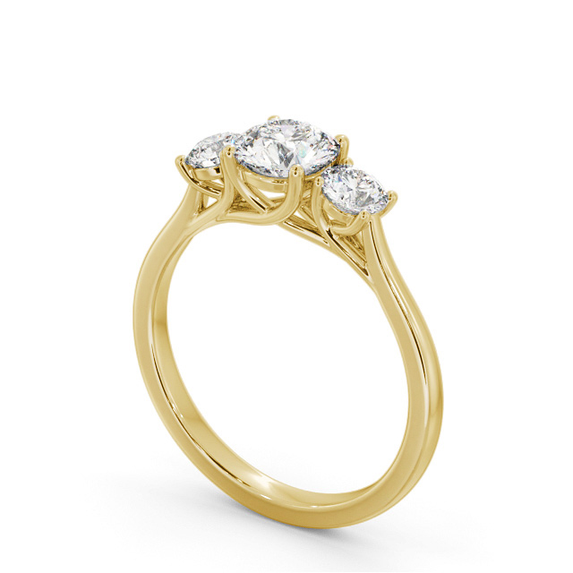 Three Stone Round Diamond Ring 18K Yellow Gold - Driscol TH111_YG_SIDE