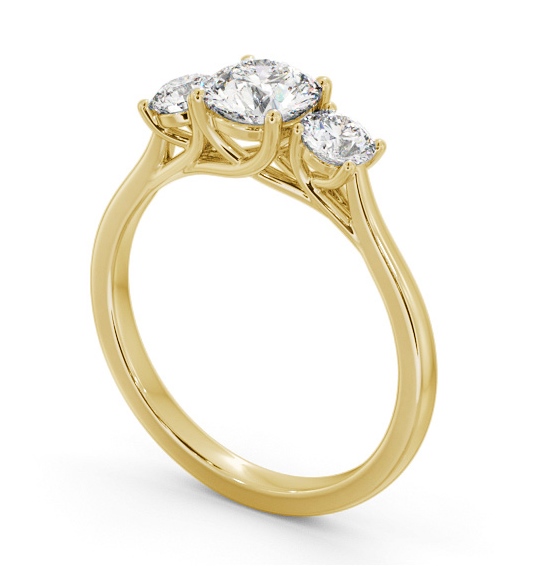 Three Stone Round Diamond Sweeping Prongs Trilogy Ring 18K Yellow Gold TH111_YG_THUMB1 