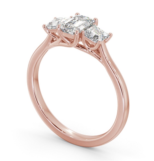  Three Stone Emerald Diamond Ring 18K Rose Gold - Coleby TH112_RG_THUMB1 
