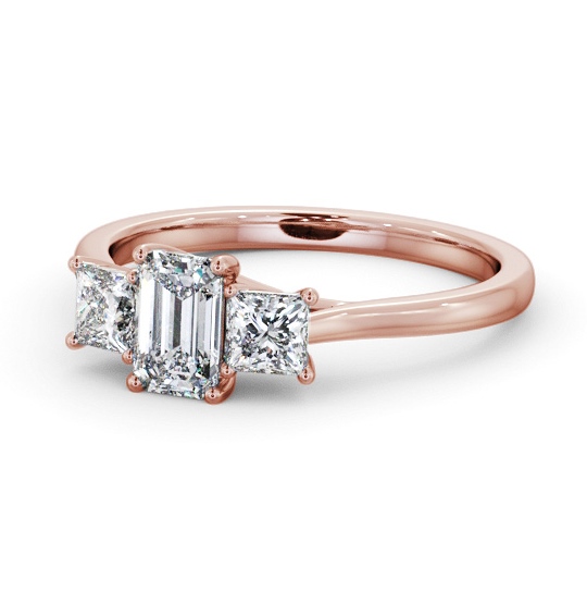  Three Stone Emerald Diamond Ring 9K Rose Gold - Coleby TH112_RG_THUMB2 
