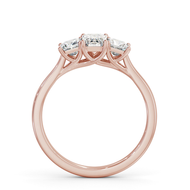 Three Stone Emerald Diamond Ring 9K Rose Gold - Coleby TH112_RG_UP