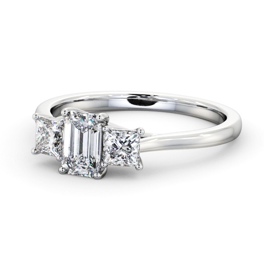  Three Stone Emerald Diamond Ring 9K White Gold - Coleby TH112_WG_THUMB2 
