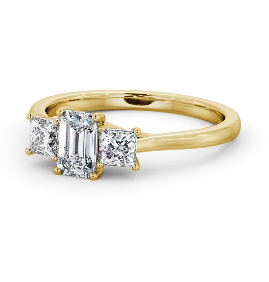 Three Stone Emerald and Princess Diamond Trilogy Ring 9K Yellow Gold TH112_YG_THUMB2 