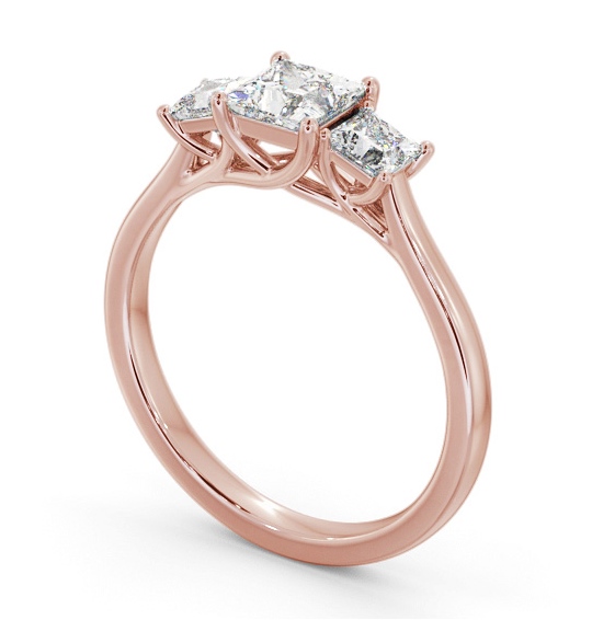 Three Stone Princess Diamond Sweeping Prongs Trilogy Ring 18K Rose Gold TH113_RG_THUMB1