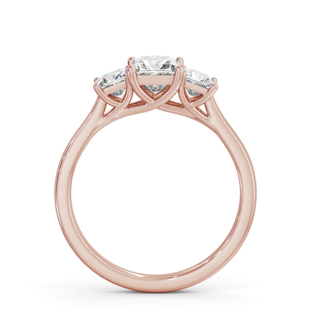 Three Stone Princess Diamond Ring 9K Rose Gold - Monroe TH113_RG_UP