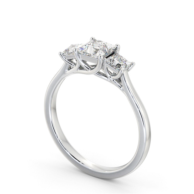 Three Stone Princess Diamond Ring 18K White Gold - Monroe TH113_WG_SIDE