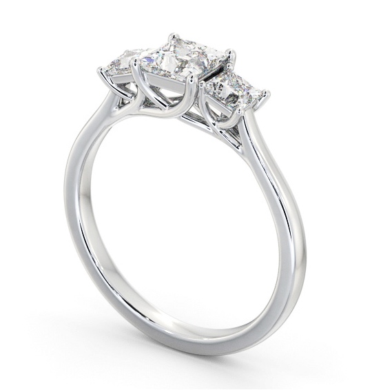 Three Stone Princess Diamond Sweeping Prongs Trilogy Ring 18K White Gold TH113_WG_THUMB1