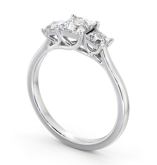 Three Stone Princess Diamond Sweeping Prongs Trilogy Ring 18K White Gold TH113_WG_THUMB1 