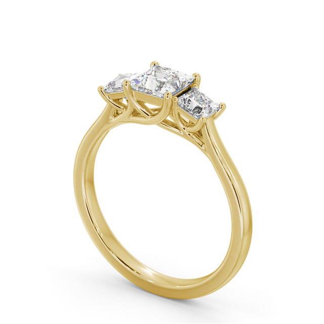 Three Stone Princess Diamond Ring 9K Yellow Gold - Monroe TH113_YG_SIDE