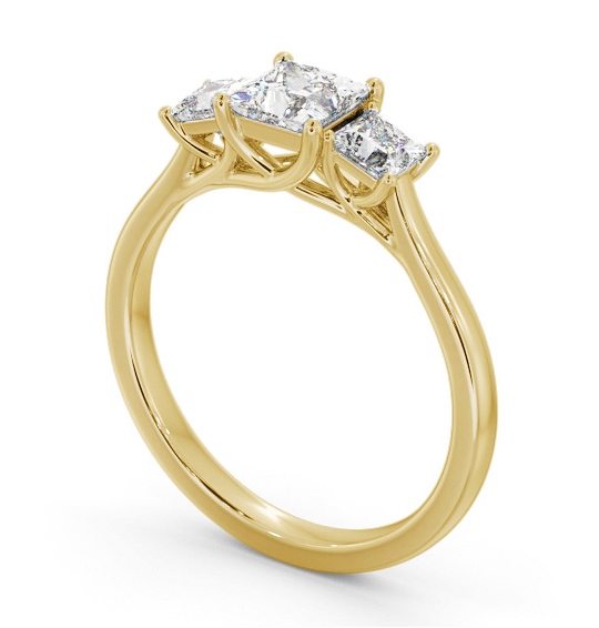 Three Stone Princess Diamond Sweeping Prongs Trilogy Ring 9K Yellow Gold TH113_YG_THUMB1