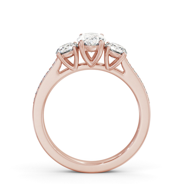 Three Stone Oval Diamond Ring 18K Rose Gold - Henlon TH114_RG_UP