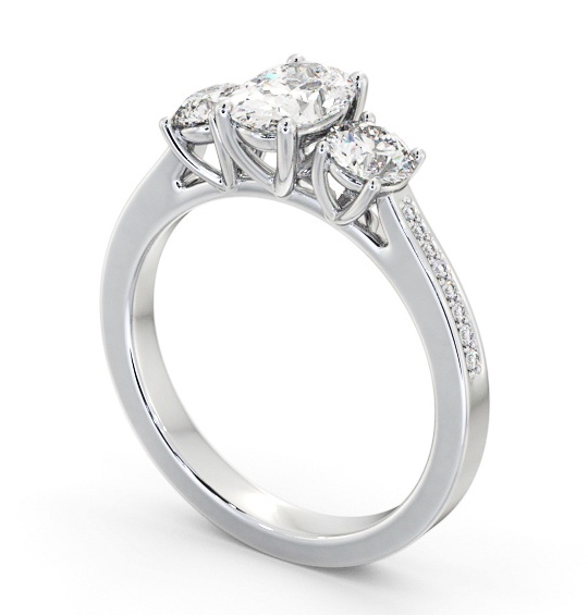  Three Stone Oval Diamond Ring Platinum - Henlon TH114_WG_THUMB1 