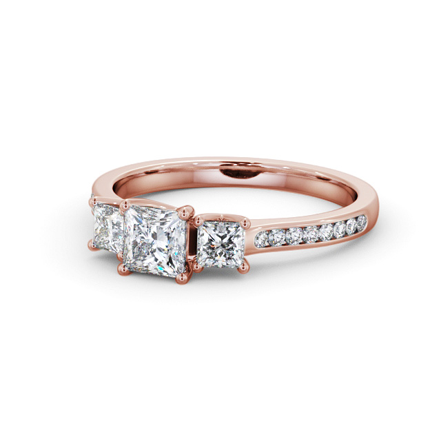 Three Stone Princess Diamond Ring 9K Rose Gold - Arissa TH115_RG_FLAT