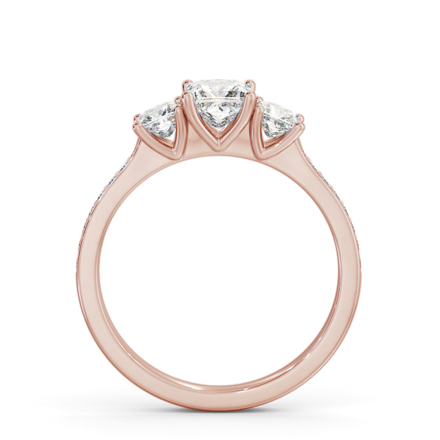 Three Stone Princess Diamond Ring 9K Rose Gold - Arissa TH115_RG_UP