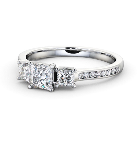 Three Stone Princess Diamond Ring Platinum - Arissa TH115_WG_THUMB2 